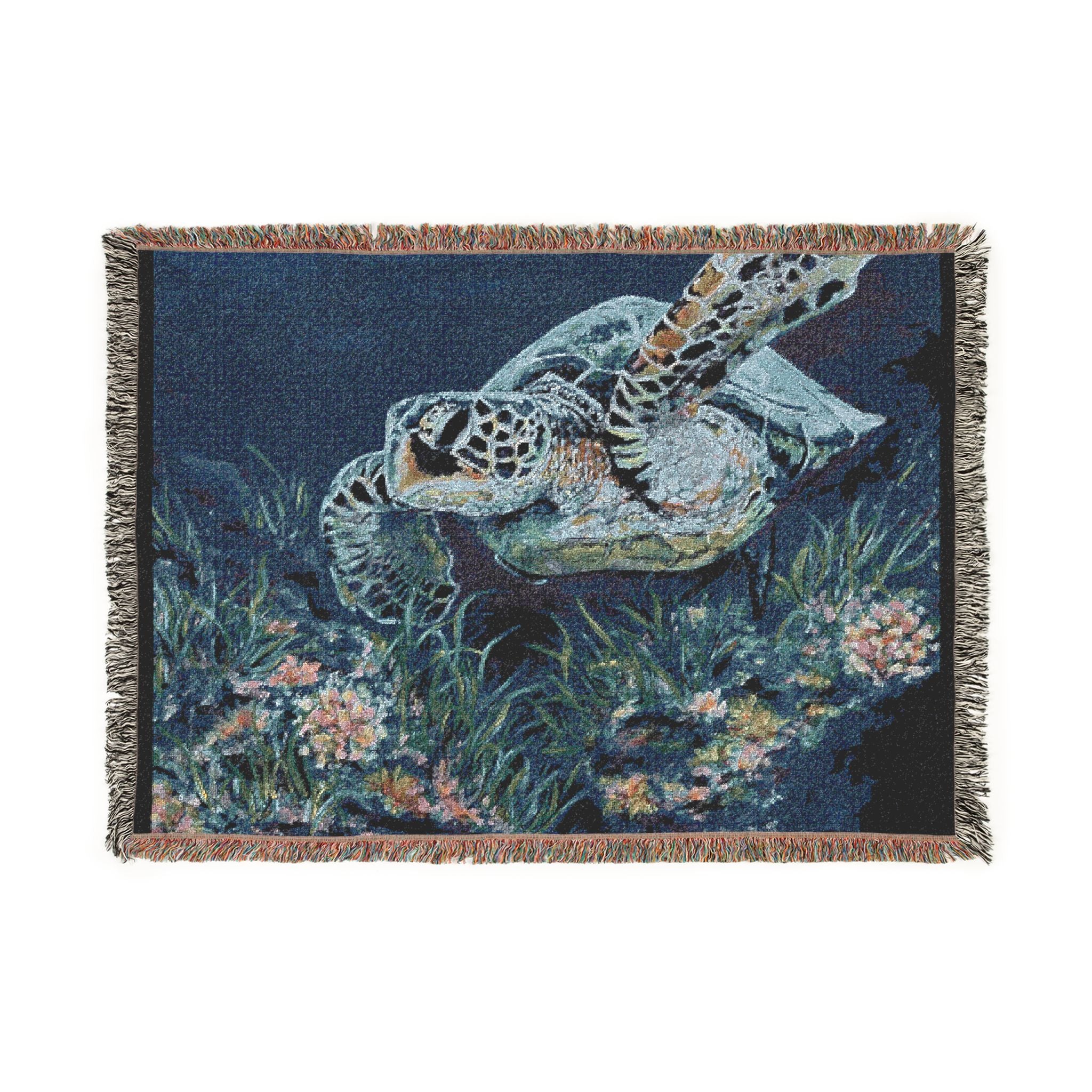 “Sea Turtle” Woven Throw Blanket – Artist Edition