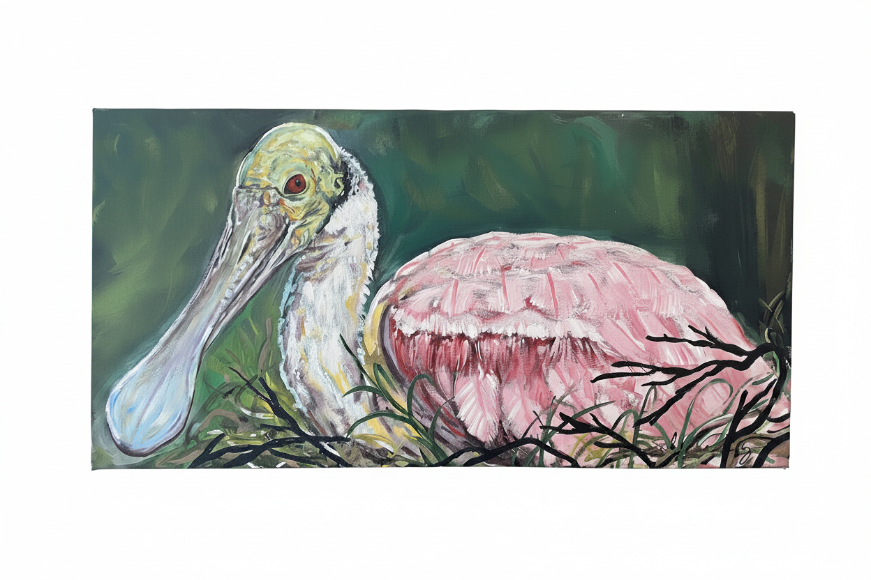“Roseate Spoonbill Nesting”